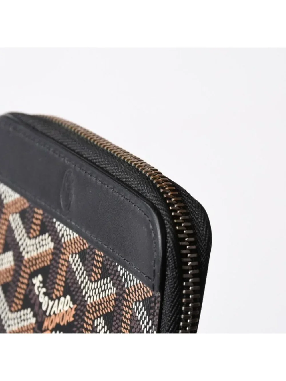 Goyard Matignon PM Card Case Coin Purse Din Canvas Leather Black Silver